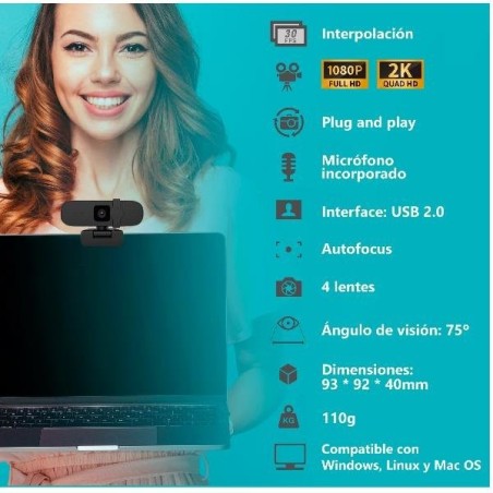 Webcam nilox nxwca01 fhd 1080p con microfono enfoque automatico