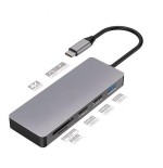Platinet adaptador 7-en-1 usb type-c a usb/hdmi/microsd/sd/type-c carga
