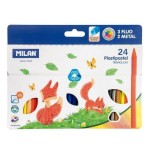 Milan plastipastel ceras triangulares 19 colores básicos + 3 fluor + 2 metal -caja 24u-