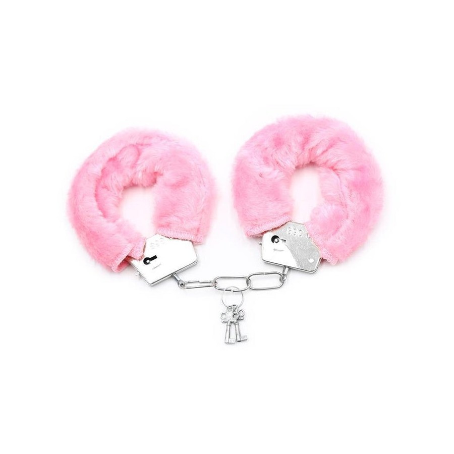 Esposas de metal para muñecas con pelo rosa
