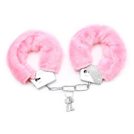 Esposas de metal para muñecas con pelo rosa