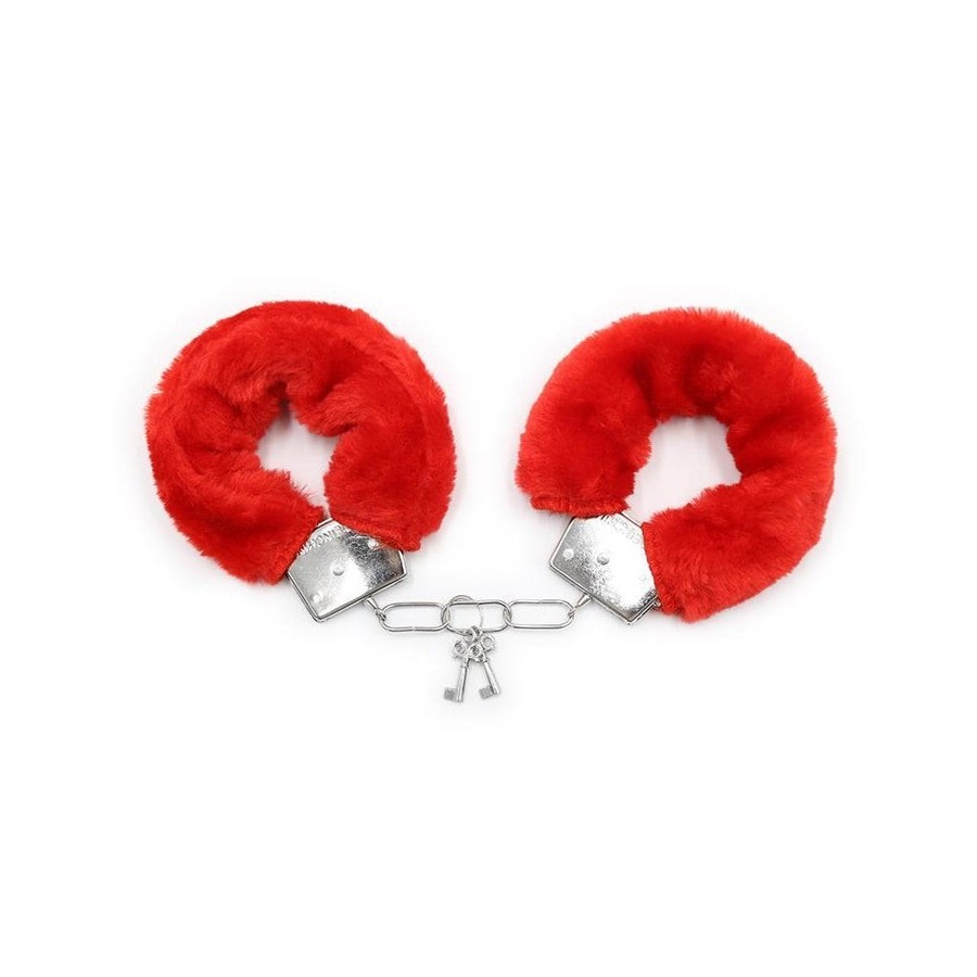 Esposas de metal para muñecas con pelo rojo