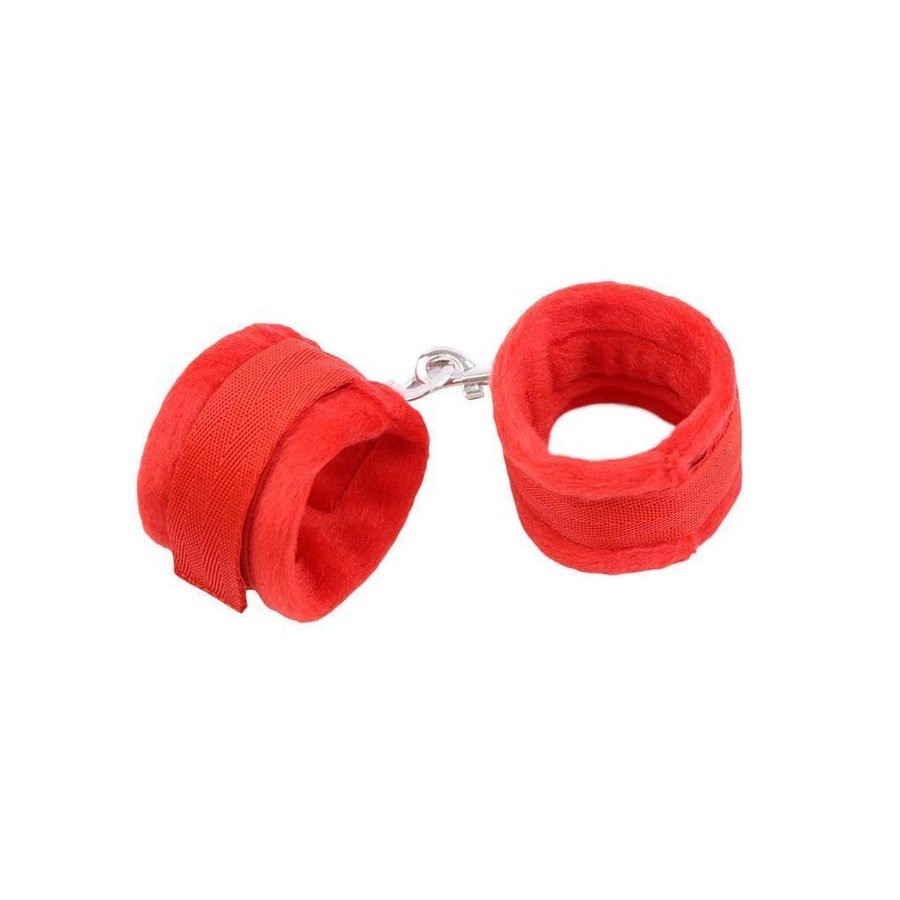 Esposas de tela con velcro para muñecas con pelo largo rojo