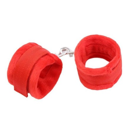 Esposas de tela con velcro para muñecas con pelo largo rojo