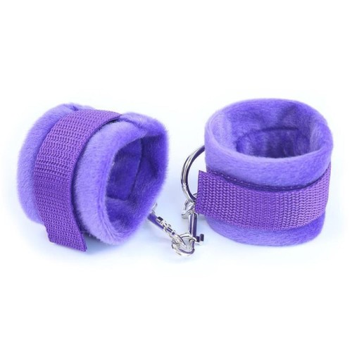 Esposas de tela con velcro para muñecas con pelo largo púrpura