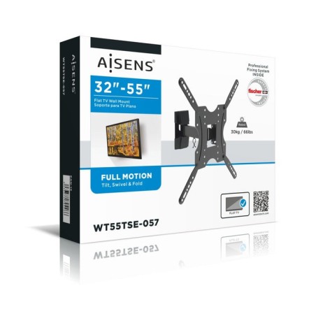 Aisens soporte eco giratorio - inclinable para monitor/tv 30kg (2 pivotes) (tv 32"-55") - negro