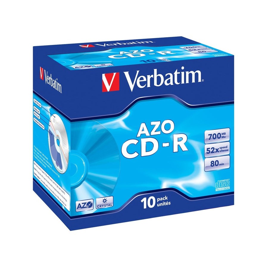 Verbatim cd-rom superazo crystal surface 52x 700mb 10 unidades