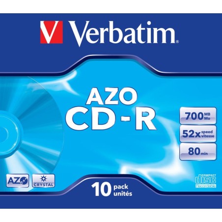 Verbatim cd-rom superazo crystal surface 52x 700mb 10 unidades
