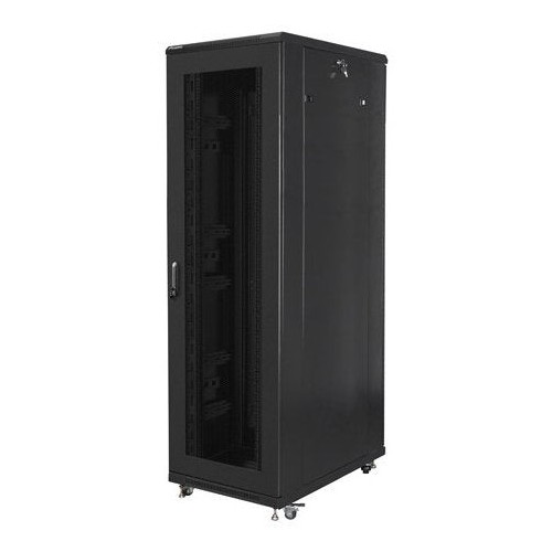 Lanberg ff01-8042-23b rack gabinete 19 "independiente 42u / 800x1000 paquete plano autoarmable con puerta malla black