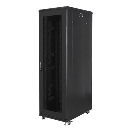 Lanberg ff01-8042-23b rack gabinete 19 "independiente 42u / 800x1000 paquete plano autoarmable con puerta malla black