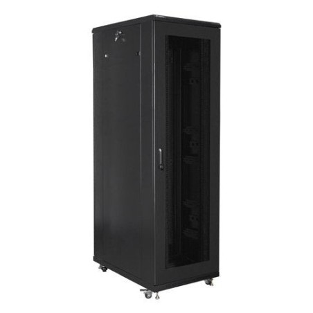 Lanberg ff01-8042-23b rack gabinete 19 "independiente 42u / 800x1000 paquete plano autoarmable con puerta malla black