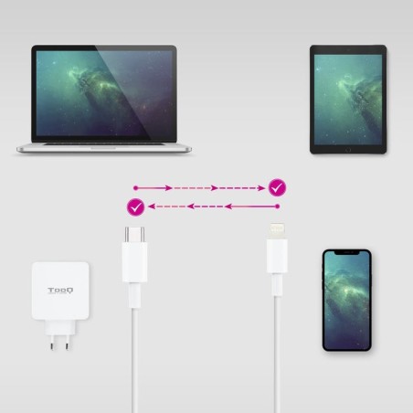 Nanocable cable usb-c macho a lightning macho 2m - blanco