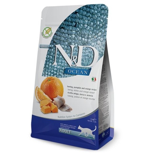 Alimento seco para gatos con arenque, calabaza y naranja 1.5kg