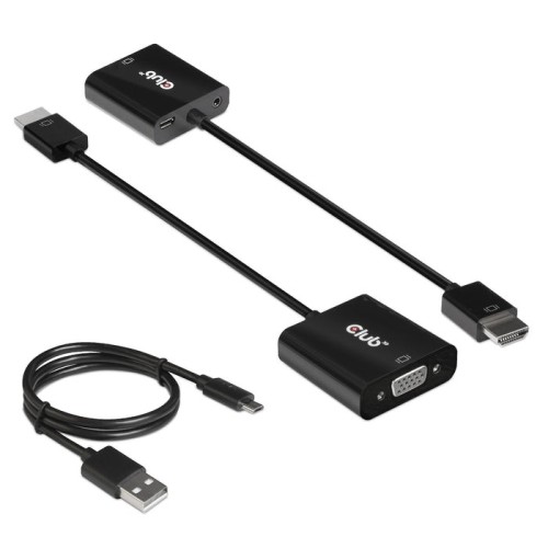 Adaptador club3d hdmi 1.4 a vga (m / f), activo con audio