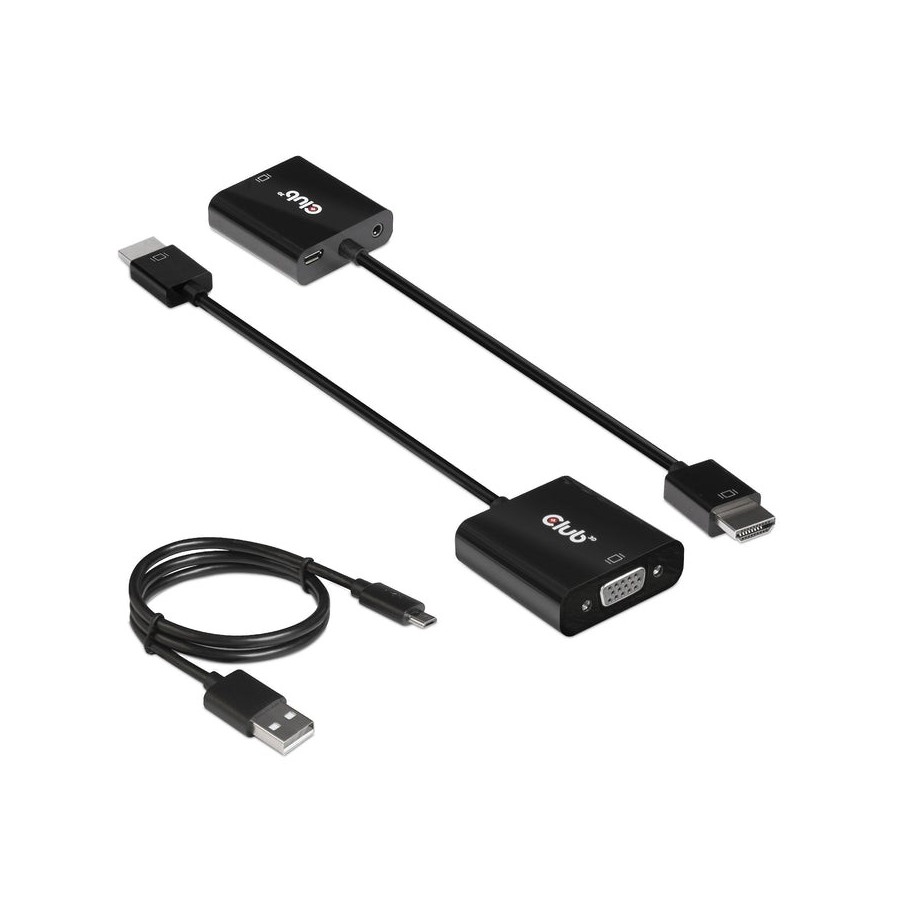 Adaptador club3d hdmi 1.4 a vga (m / f), activo con audio