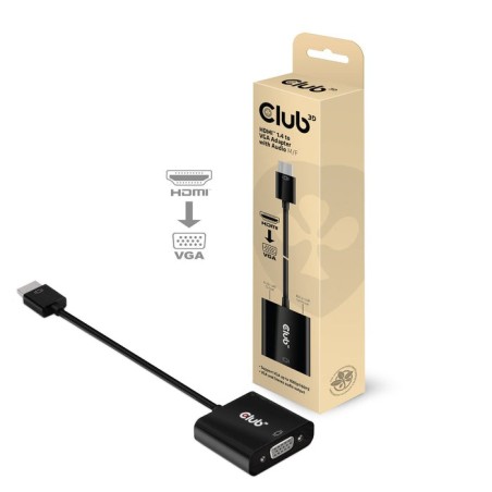 Adaptador club3d hdmi 1.4 a vga (m / f), activo con audio