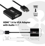 Adaptador club3d hdmi 1.4 a vga (m / f), activo con audio