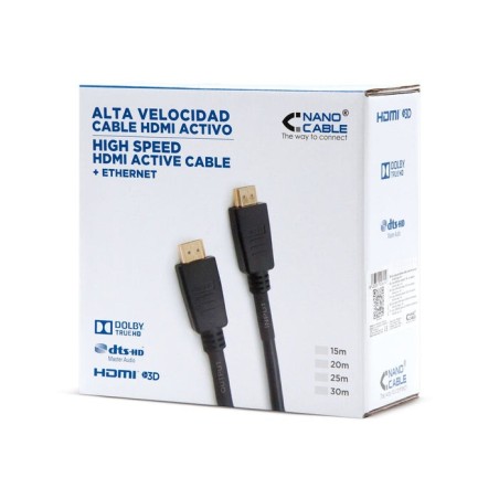 Nanocable cable hdmi v1.4 con repetidor macho a hdmi v1.4 macho 30m - alta velocidad - negro