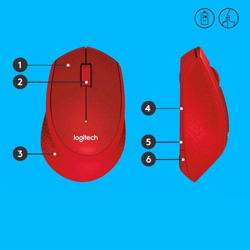 Ratón inalámbrico logitech m330 silent plus rojo 910-004911