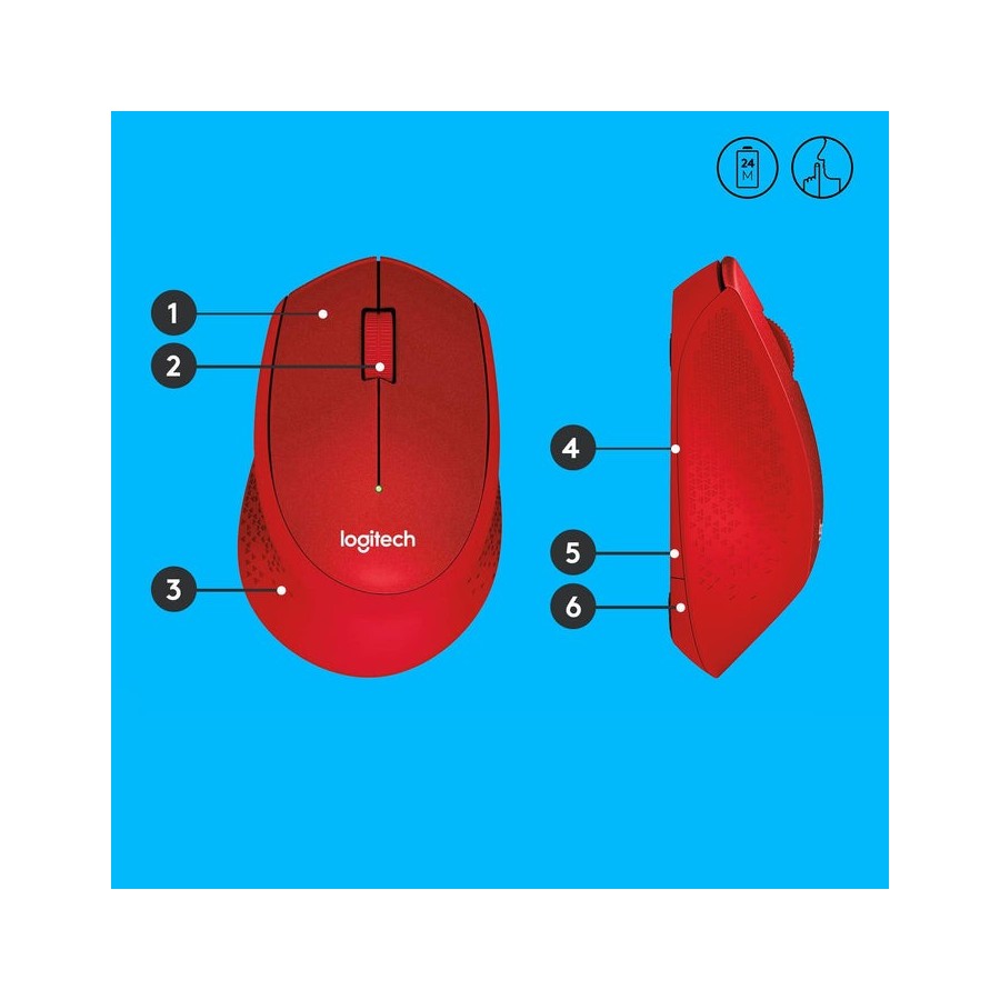 Ratón inalámbrico logitech m330 silent plus rojo 910-004911