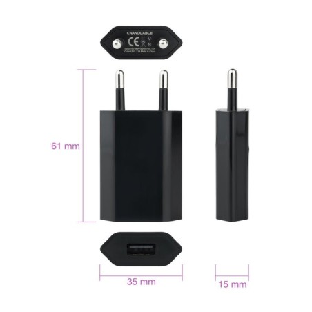 Nanocable mini cargador de red usb 5v - negro