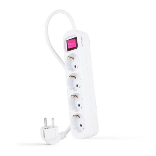 Nanocable regleta de proteccion con 4 shuckos - cable de 1.40m - interruptor on/off - blanco