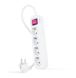 Nanocable regleta de proteccion con 4 shuckos - cable de 1.40m - interruptor on/off - blanco
