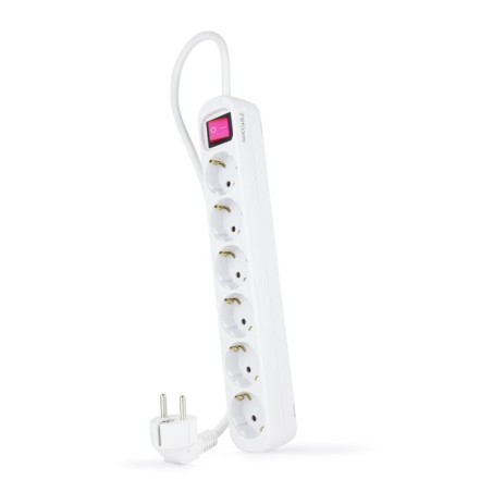 Nanocable regleta de proteccion con 6 shuckos - cable de 1.40m - interruptor on/off - blanco