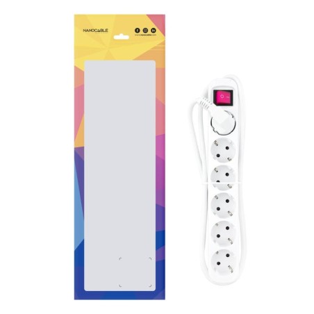 Nanocable regleta de proteccion con 6 shuckos - cable de 1.40m - interruptor on/off - blanco
