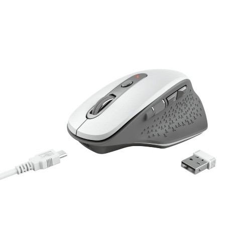 Ratón ergonómico inalámbrico trust ozaa/ hasta 2400 dpi/ blanco