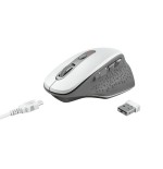 Ratón ergonómico inalámbrico trust ozaa/ hasta 2400 dpi/ blanco