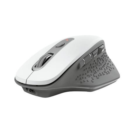 Ratón ergonómico inalámbrico trust ozaa/ hasta 2400 dpi/ blanco