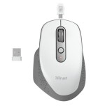 Ratón ergonómico inalámbrico trust ozaa/ hasta 2400 dpi/ blanco