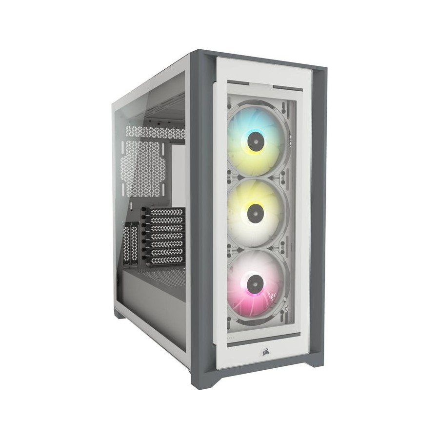 Caja pc corsair icue 5000x cristal templado blanca