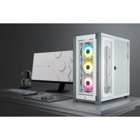 Caja pc corsair icue 5000x cristal templado blanca