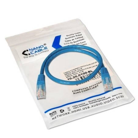 Nanocable cable de red rj45 cat.5e utp awg24 0.50m - azul