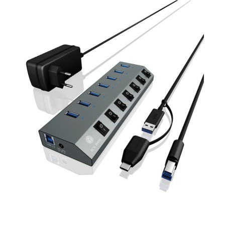 Raidsonic ib-hub1701-c3 hub de 7 puertos usb 3.0 tipo a