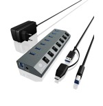Raidsonic ib-hub1701-c3 hub de 7 puertos usb 3.0 tipo a