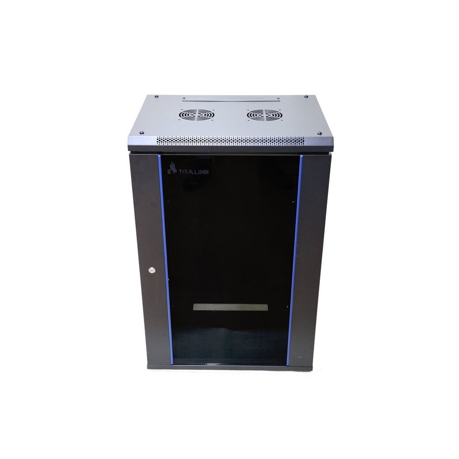 Armario pared extralink 19, 18u 600mm, vidrio, negro