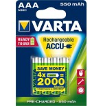 Pila recargable varta power tipo aaa 550mah ready to use pack 4