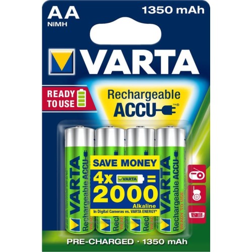 Pila recargable varta power tipo aa 1350mah ready to use pack 4