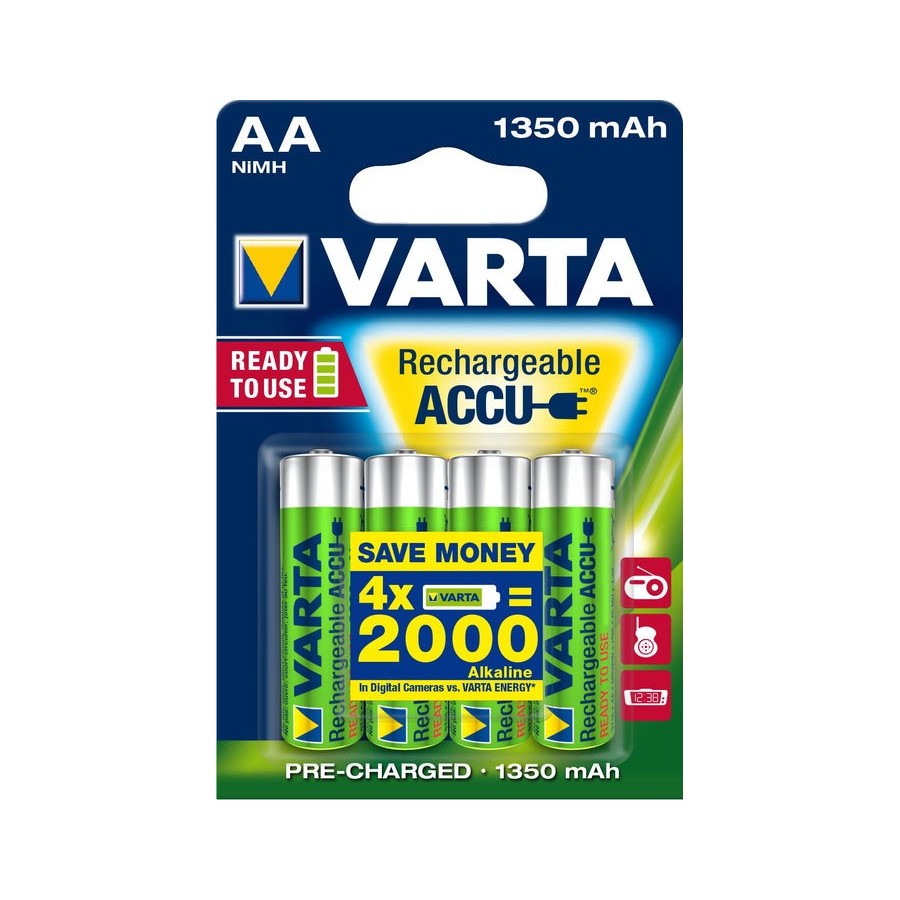 Pila recargable varta power tipo aa 1350mah ready to use pack 4
