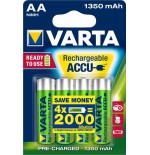 Pila recargable varta power tipo aa 1350mah ready to use pack 4