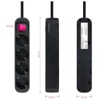 Nanocable regleta de proteccion con 4 shuckos - cable de 1.40m - interruptor on/off - negro