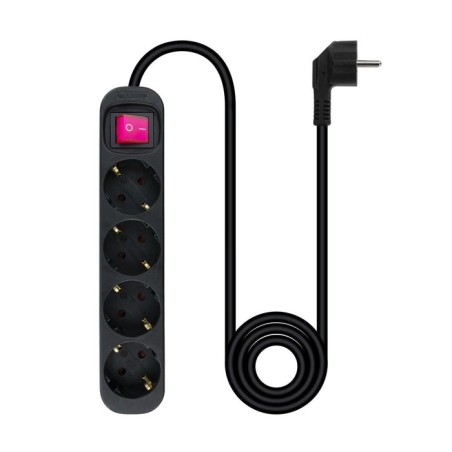 Nanocable regleta de proteccion con 4 shuckos - cable de 1.40m - interruptor on/off - negro