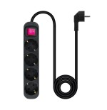 Nanocable regleta de proteccion con 4 shuckos - cable de 1.40m - interruptor on/off - negro
