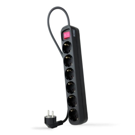 Nanocable regleta de proteccion con 6 shuckos - cable de 1.40m - interruptor on/off - negro