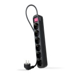 Nanocable regleta de proteccion con 6 shuckos - cable de 1.40m - interruptor on/off - negro