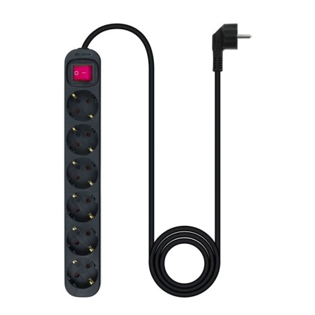 Nanocable regleta de proteccion con 6 shuckos - cable de 1.40m - interruptor on/off - negro