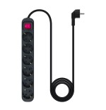 Nanocable regleta de proteccion con 6 shuckos - cable de 1.40m - interruptor on/off - negro